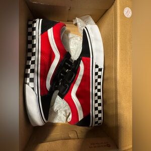 OTW Velcro strapped Red & Black checkered trim Old Skool Vans